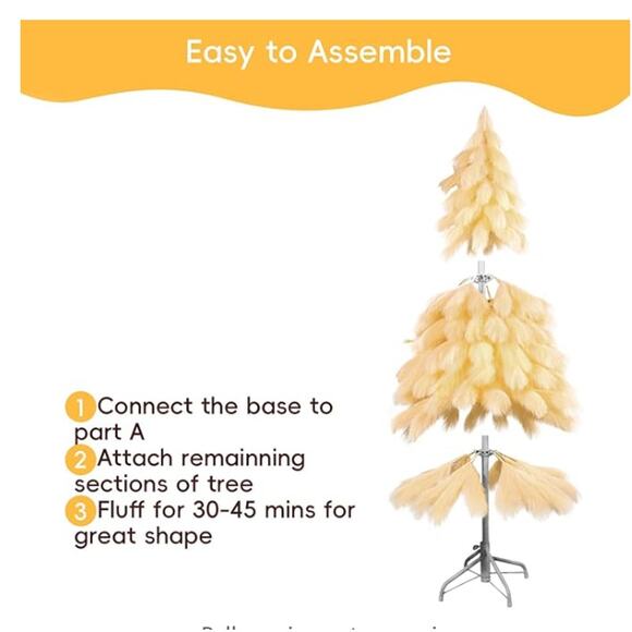 Handcrafted 4FT Yellow Ivory Tree, Fiber Tree Branch Tips & Metal Stand - Picture 7 of 7